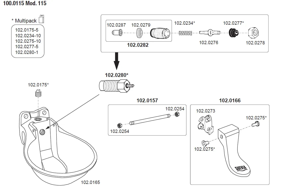 Zungenventil-Becken Mod. 115