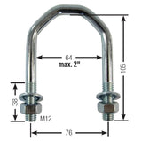 Befestigungsbügel für Pfosten 1 1/4" - 2", (Set mit 2 Stück)