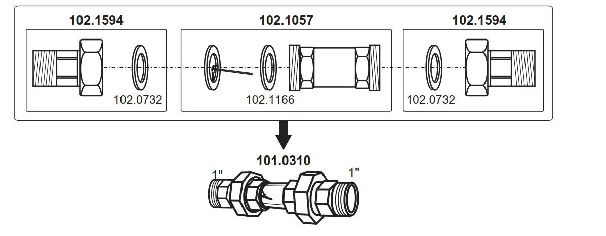Durchflussanzeige, Anschluss 1"