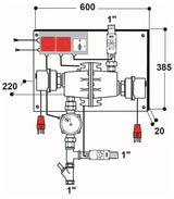 Umlaufheizsystem Mod. 312, 6000W/400V, mit Thermostat und Umlaufpumpe