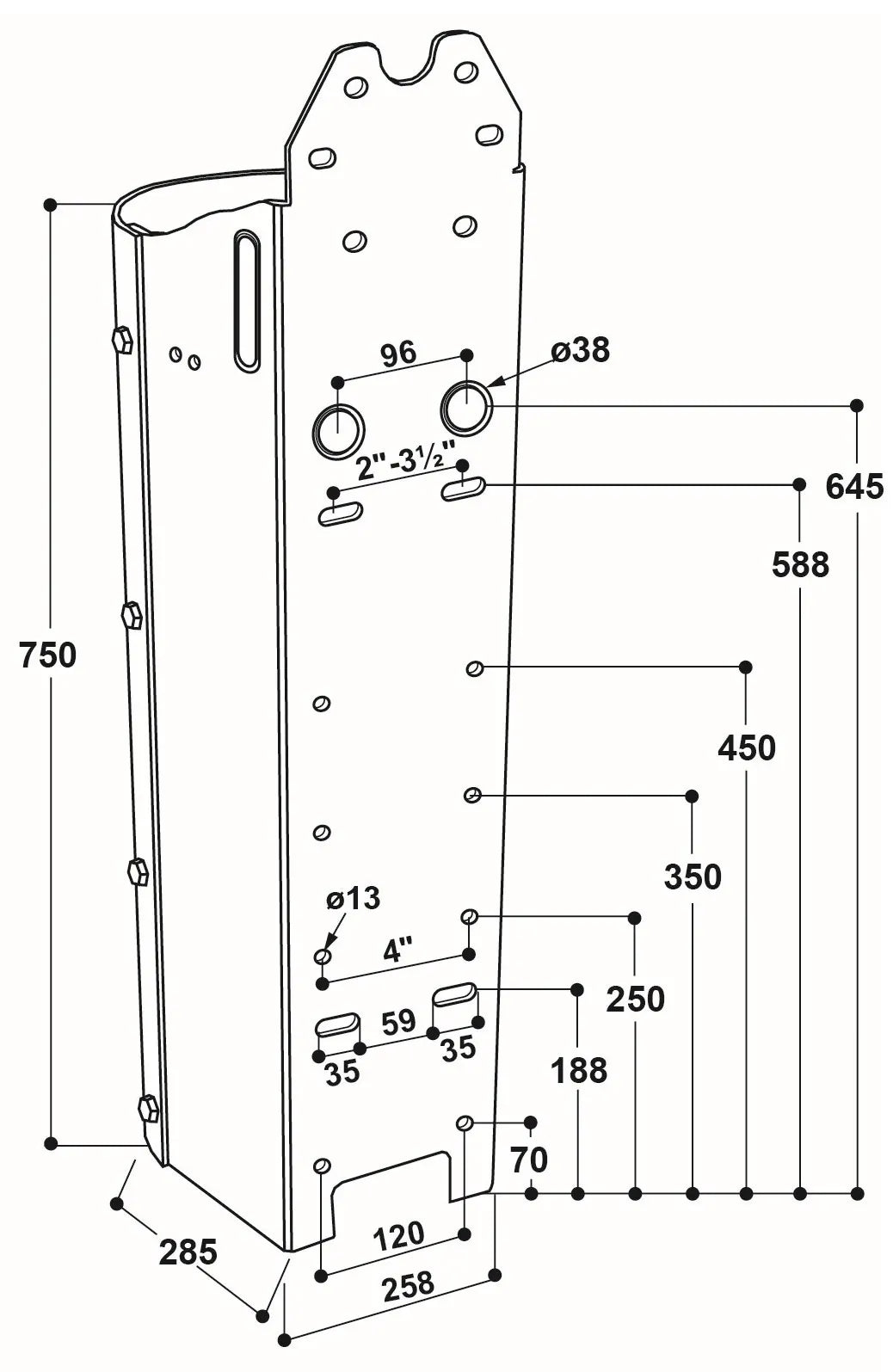 Stahlständer für Mod. 25 R Höhe 80 cm, feuerverzinkt