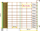 Tornado XL-Elektrozaunnetz, Kombi, mit Erdleiter, 120 cm hoch, mit Doppelspitze