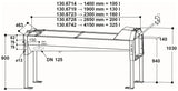 Schnellablauf-Trog 2,85 m (200 l) Modell 6728 für Wandmontage, Edelstahl