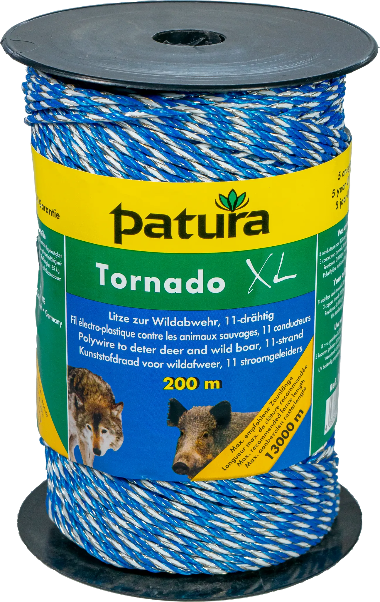Tornado XL Litze, 200 m Rolle 8 Niro 0,20 mm, 3 Cu 0,30 mm, blau-weiß