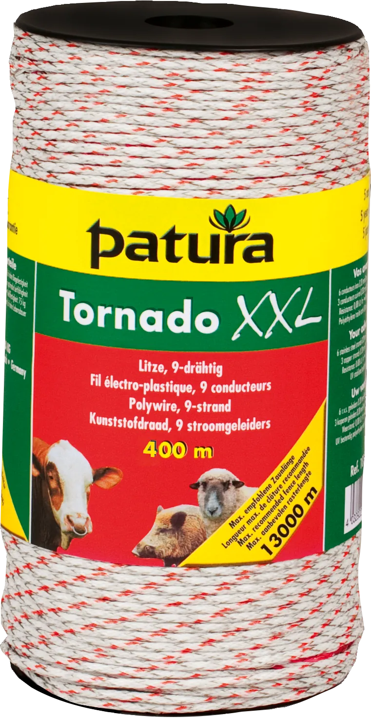 Tornado XXL Litze, 400 m Rolle geflochtene Litze, weiss-rot