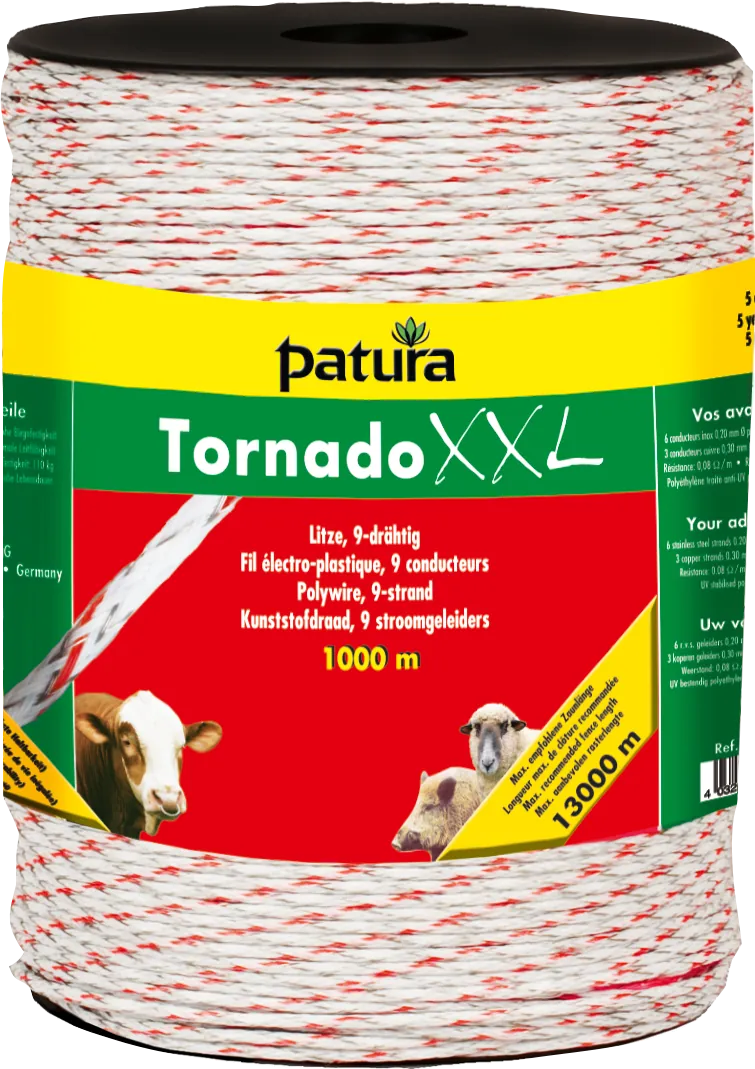 Tornado XXL Litze, 1000 m Rolle geflochtene Litze, weiss-rot