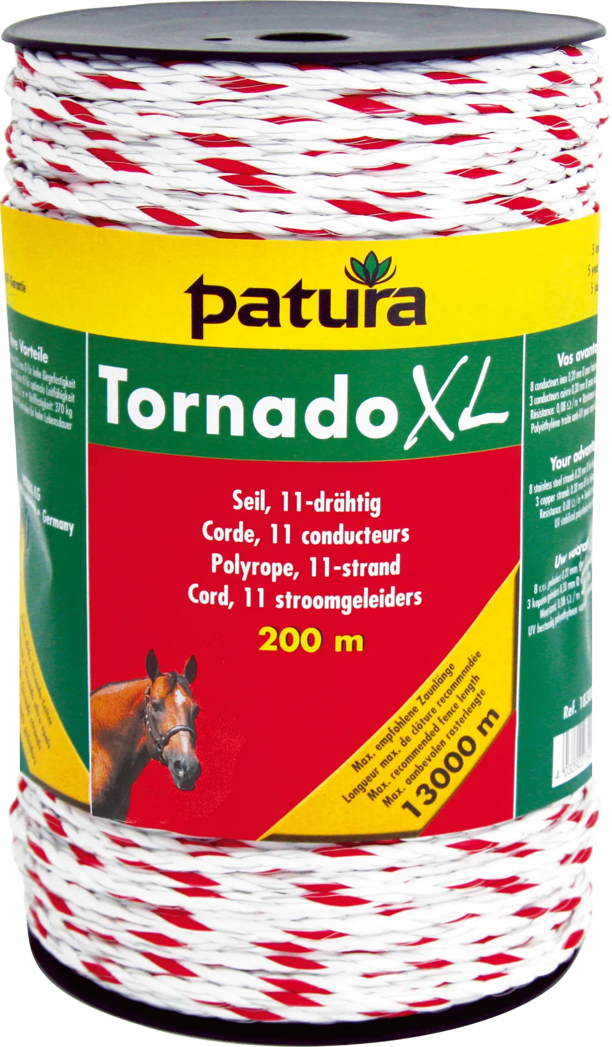 Tornado XL Seil, 200 m Rolle 8 Niro 0,20 mm, 3 Cu 0,30 mm, weiss-rot