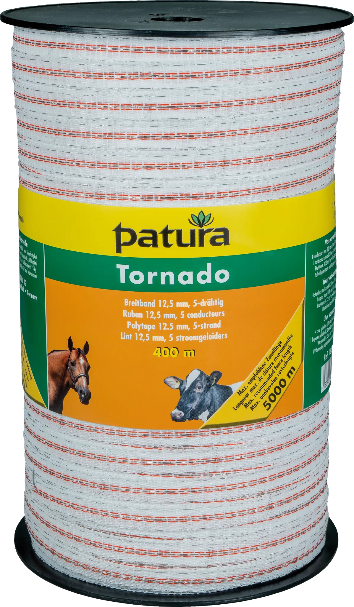 Tornado Breitband 12,5 mm, 400 m Rolle 4 Niro 0,20mm, 1 Cu 0,30mm, weiss-orange