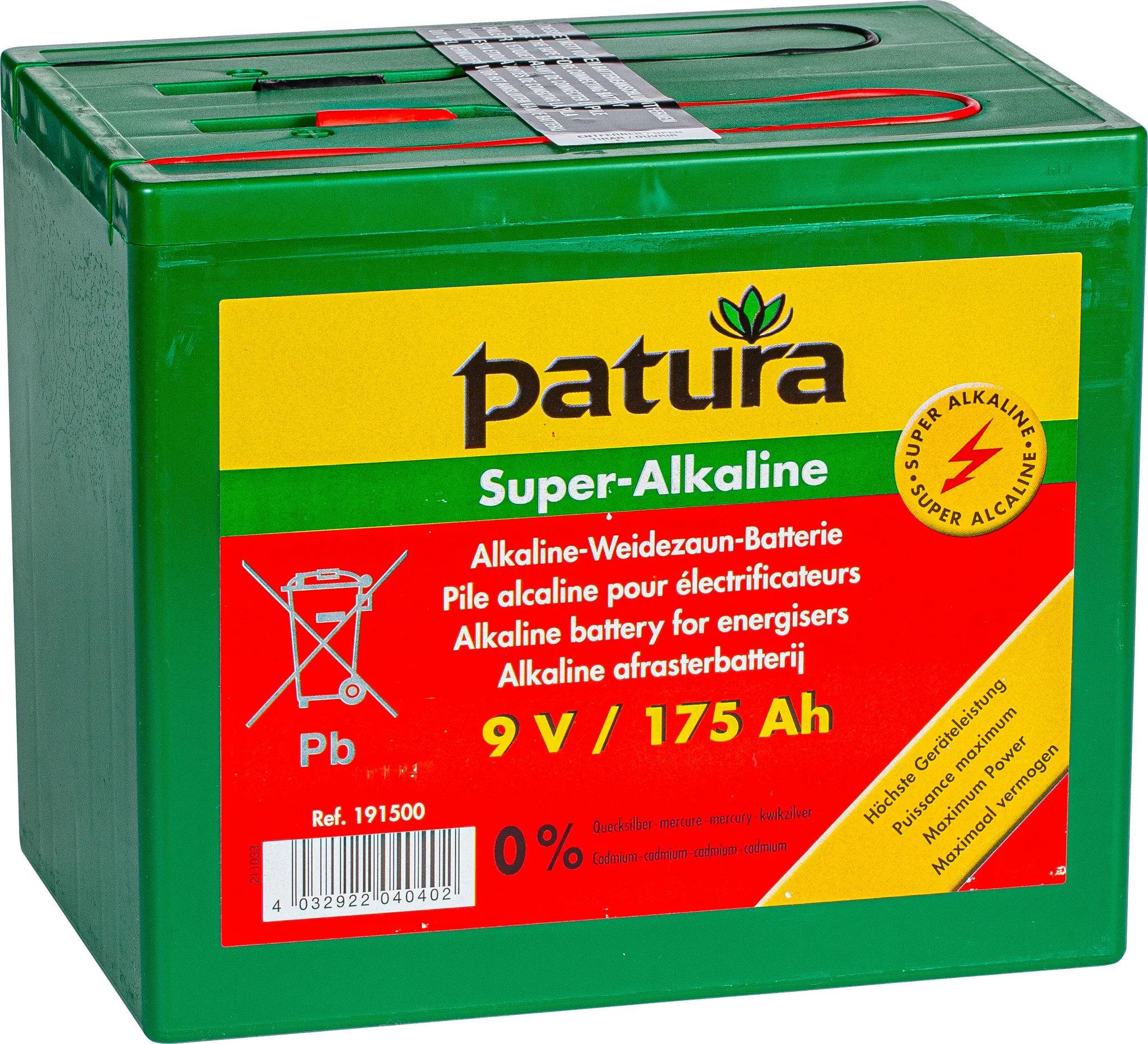 Super-Alkaline Weidezaun-Batterie 9 V / 175 Ah
