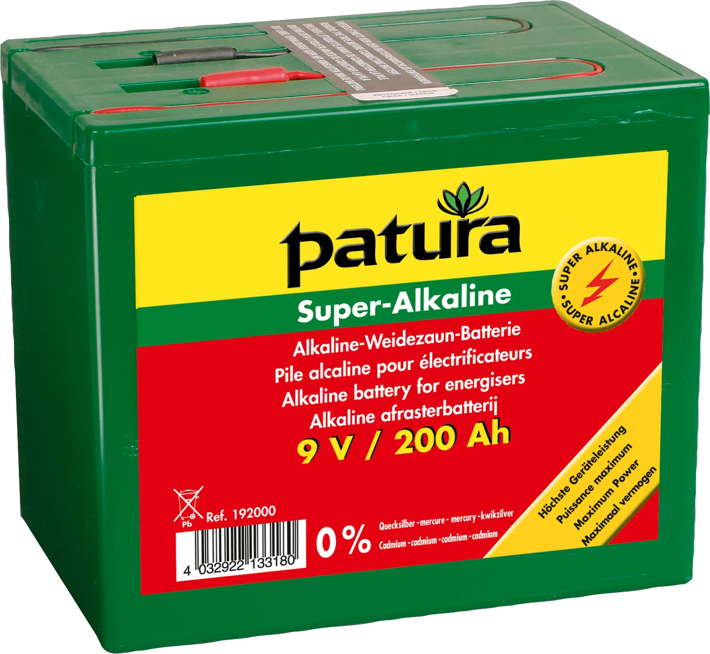 Super-Alkaline Weidezaun-Batterie 9 V / 200 Ah