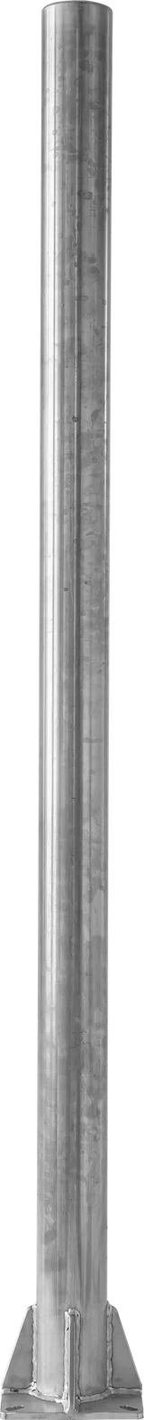 Pfosten d=102 x 4 mm, L= 1,65 m, mit Bodenplatte, Edelstahl