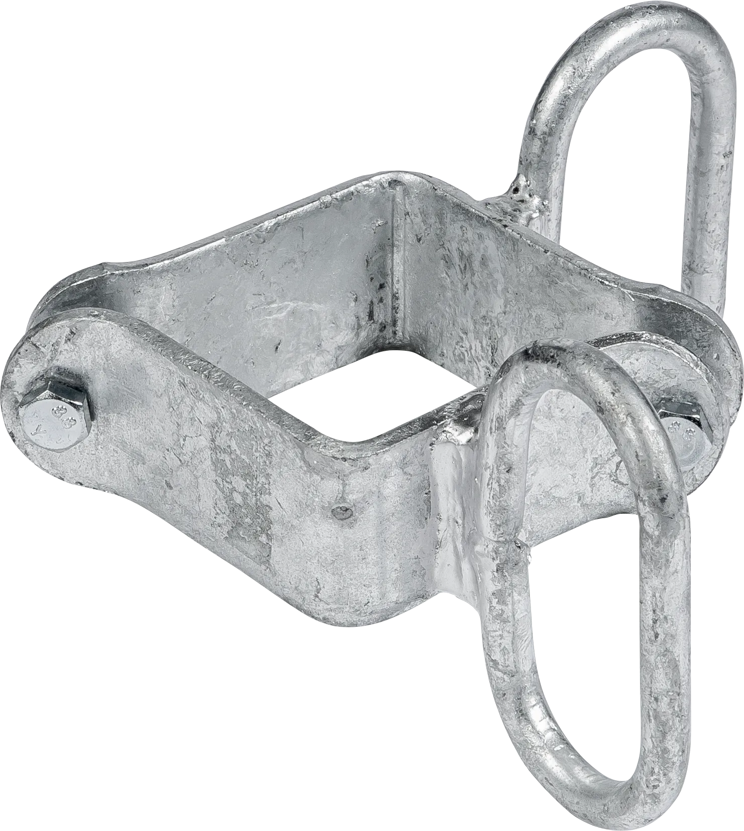 Schelle Quadrat 90 mm, 2 Riegelhalter, winklig, vz
