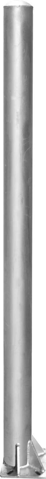 Pfosten d=102 mm, L=1,65 m, mit Bodenplatte außer Mitte, vz