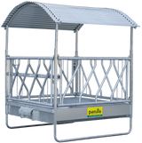 Profi-Viereckraufe mit Schrägfressgittern und Dach