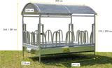 Großballenraufe mit Palisadenfressgittern und Dach