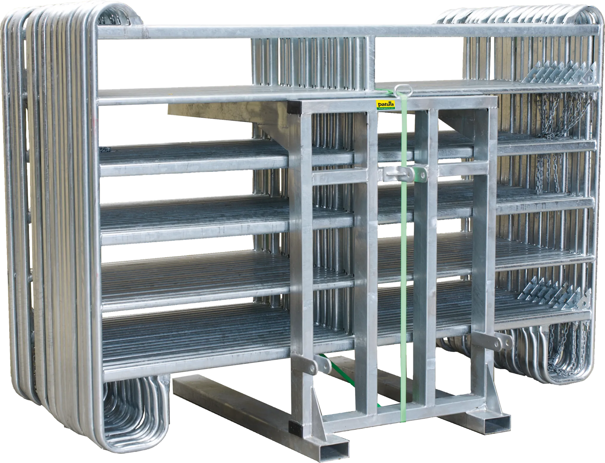Panel-Transportgestell mit Dreipunktanhängung und Spanngurt