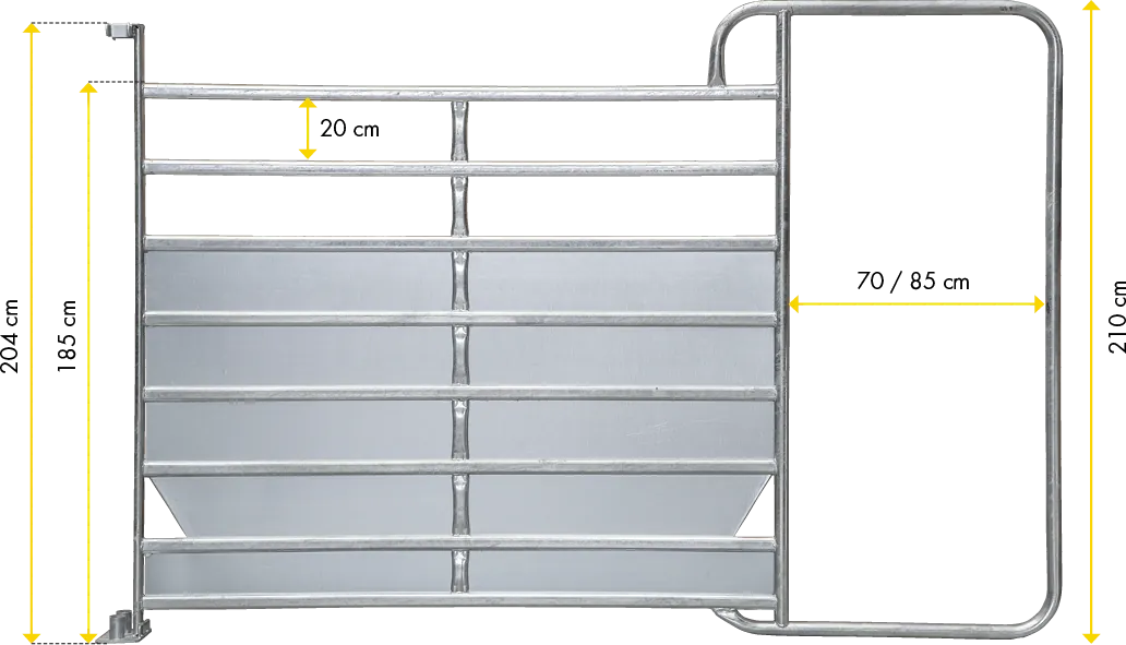 Panel-8 mit Rahmen XL Plus 3,05 m, H= 2,10 m, vz, Durchgangsbreite 85 cm