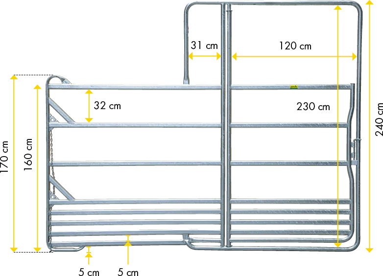 Sicherheits-Pferde-Panel mit Tor 3,00 m Höhe 2,40 m