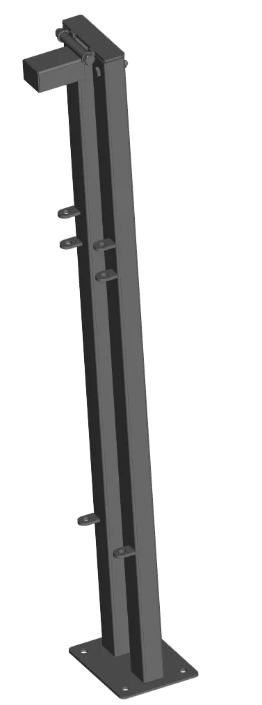 Pfosten mit Bodenplatte (vorne) flexible Verriegelung