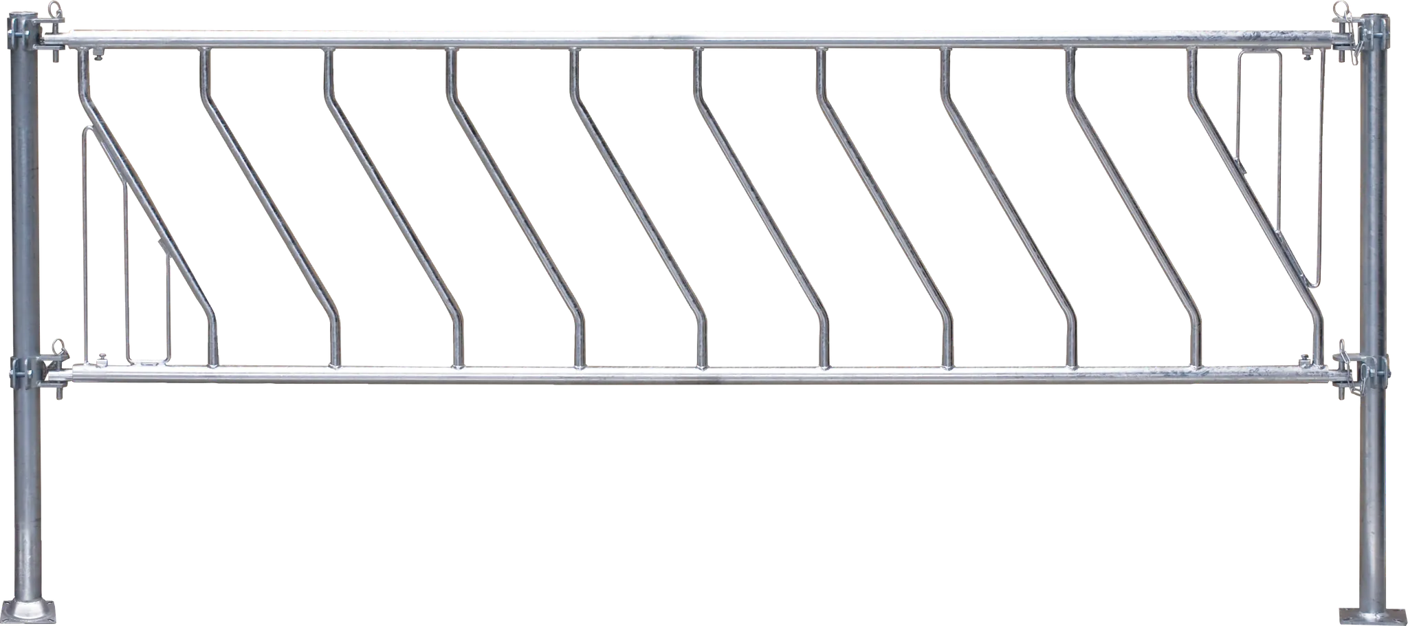 Schrägfressgitter für Kälber, 4 m, 12 Plätze, mit Mittelstütze