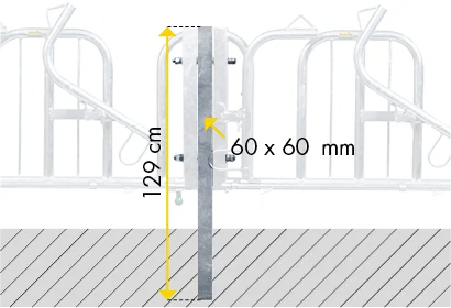 Montagepfosten für Schwedenfressgitter 60x60x4 mm, L=1,29 m