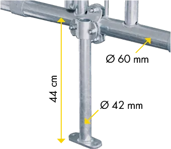 Mittelstütze 460 mm mit Bodenplatte und Querschelle