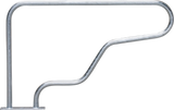 Liegeboxenbügel Classic, d=48,3 mm mit Bodenplatte, L=1,50 m, H=0,96 m