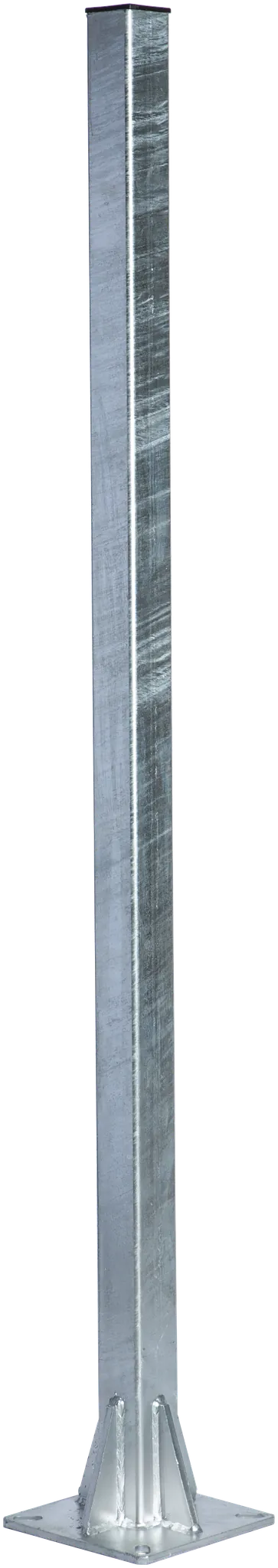 Pfosten Quadrat 60 mm, L= 1,50 m mit Bodenplatte, vz