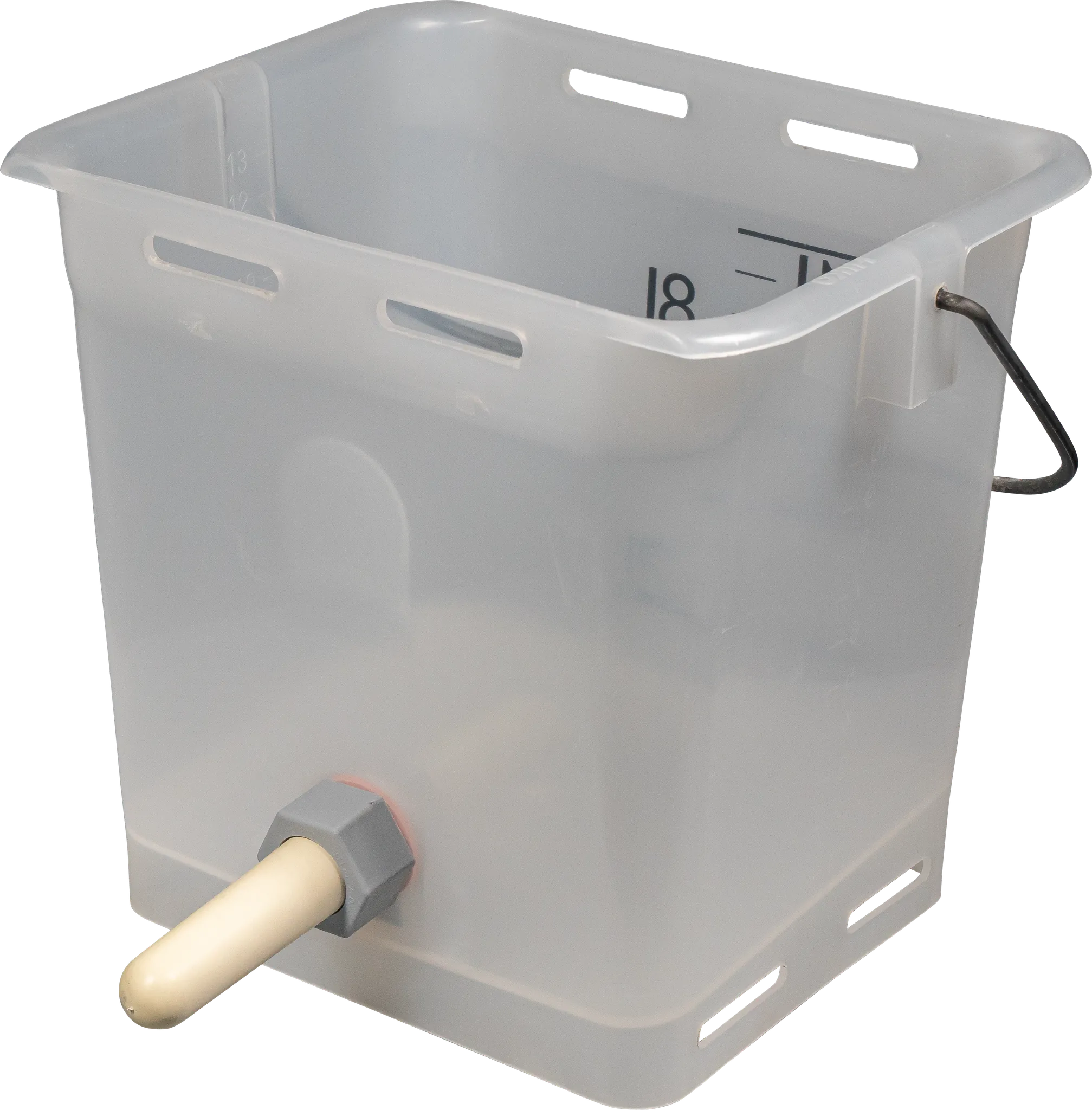 Nuckel-Tränkeeimer 13 l transparent kpl. mit Sauger hart und Kugelventil