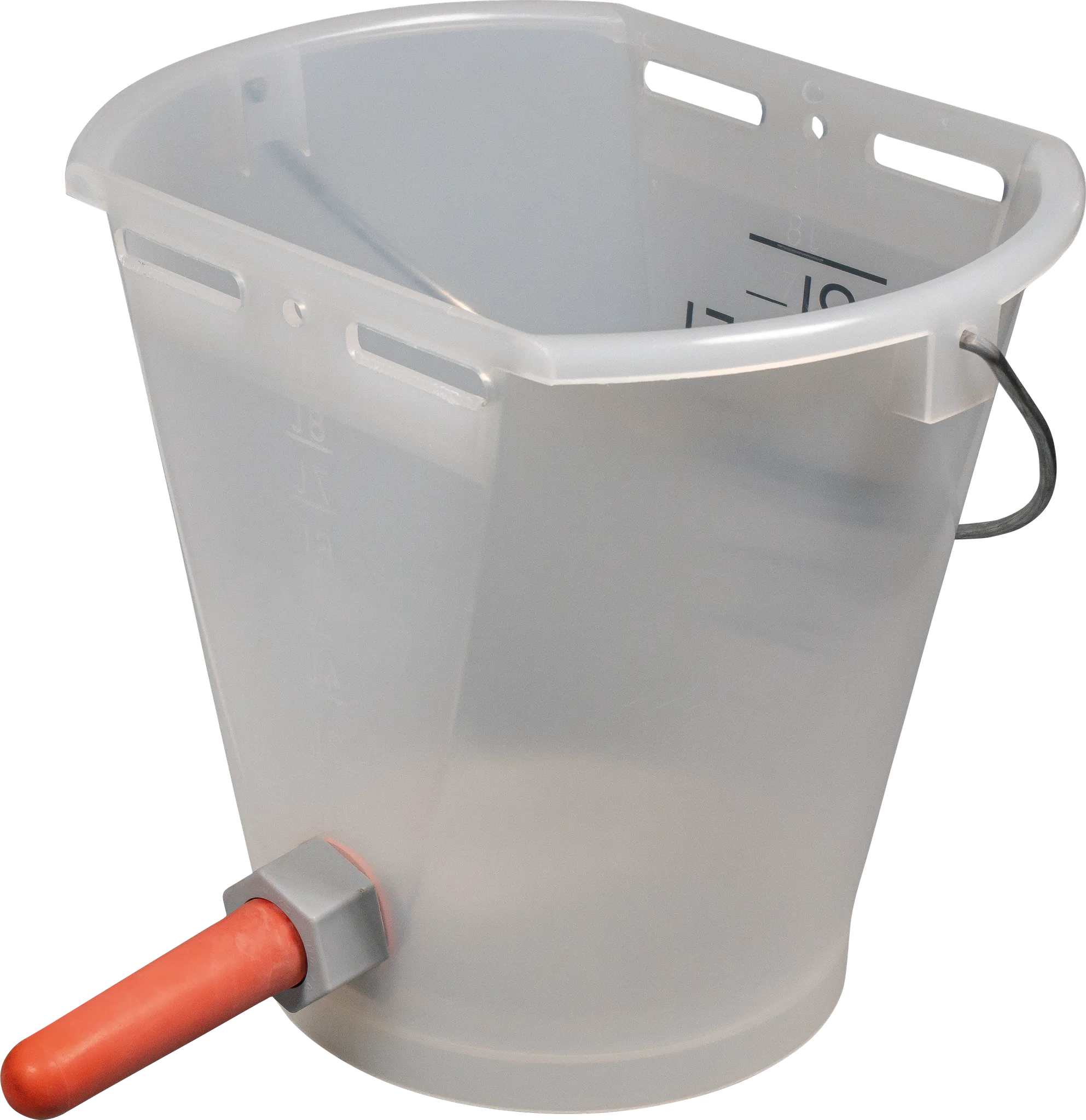 Nuckel-Tränkeeimer 9 l, transparent kpl. mit Sauger mittel und Kugelventil