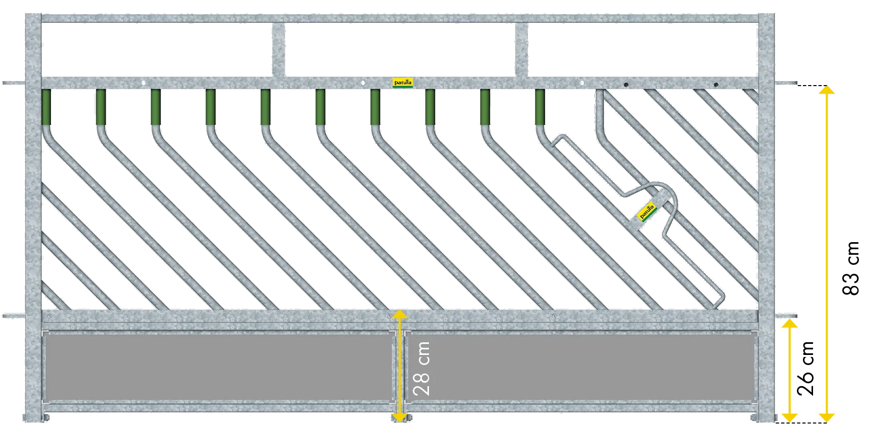 Selbstschließendes Fressgitter Schafe L= 2,39 m, H= 1,00 m