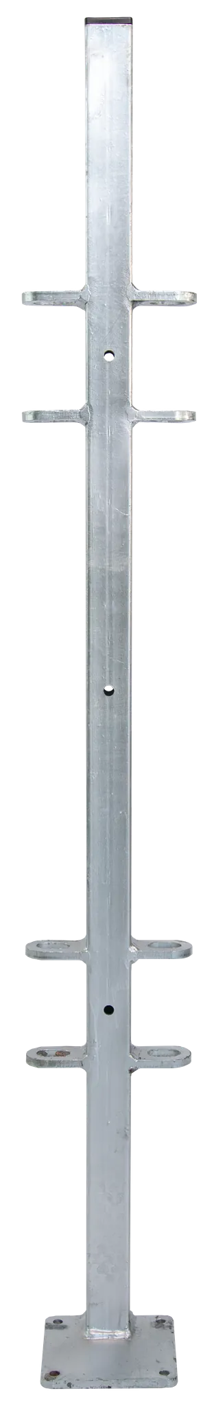 Pfosten Quadrat 40 mm, L= 1,15 m mit Bodenplatte außermittig