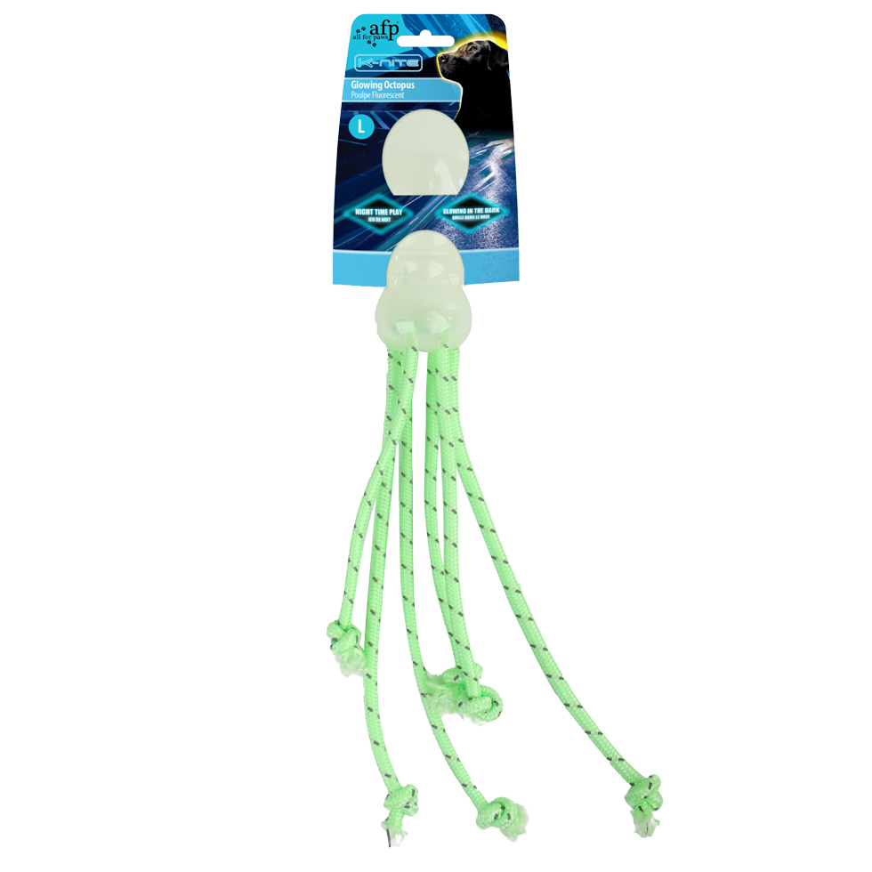 AFP Hundespielzeug, leuchtend, Oktopus, mit Seil, L, 32 cm
