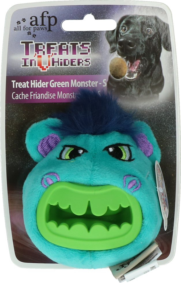 AFP Hundespielzeug, Snackversteck, grüne Monster-Variante, klein, 10 cm