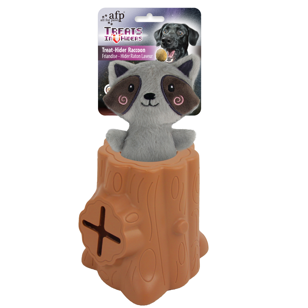 AFP Hundespielzeug, Snackversteck, Waschbär, Gummi, Polyester, 6,5 x 8 x 13,2 cm