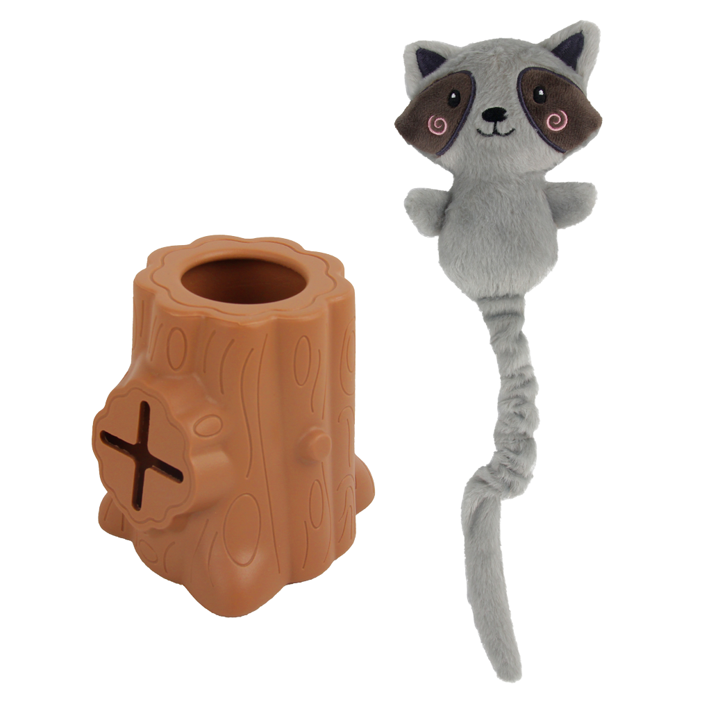 AFP Hundespielzeug, Snackversteck, Waschbär, Gummi, Polyester, 6,5 x 8 x 13,2 cm