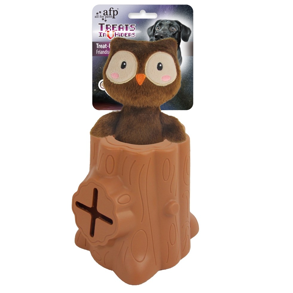AFP Hundespielzeug, Leckerli-Versteck, Eule, Gummi, Polyester, 6,5 x 8 x 13,2 cm