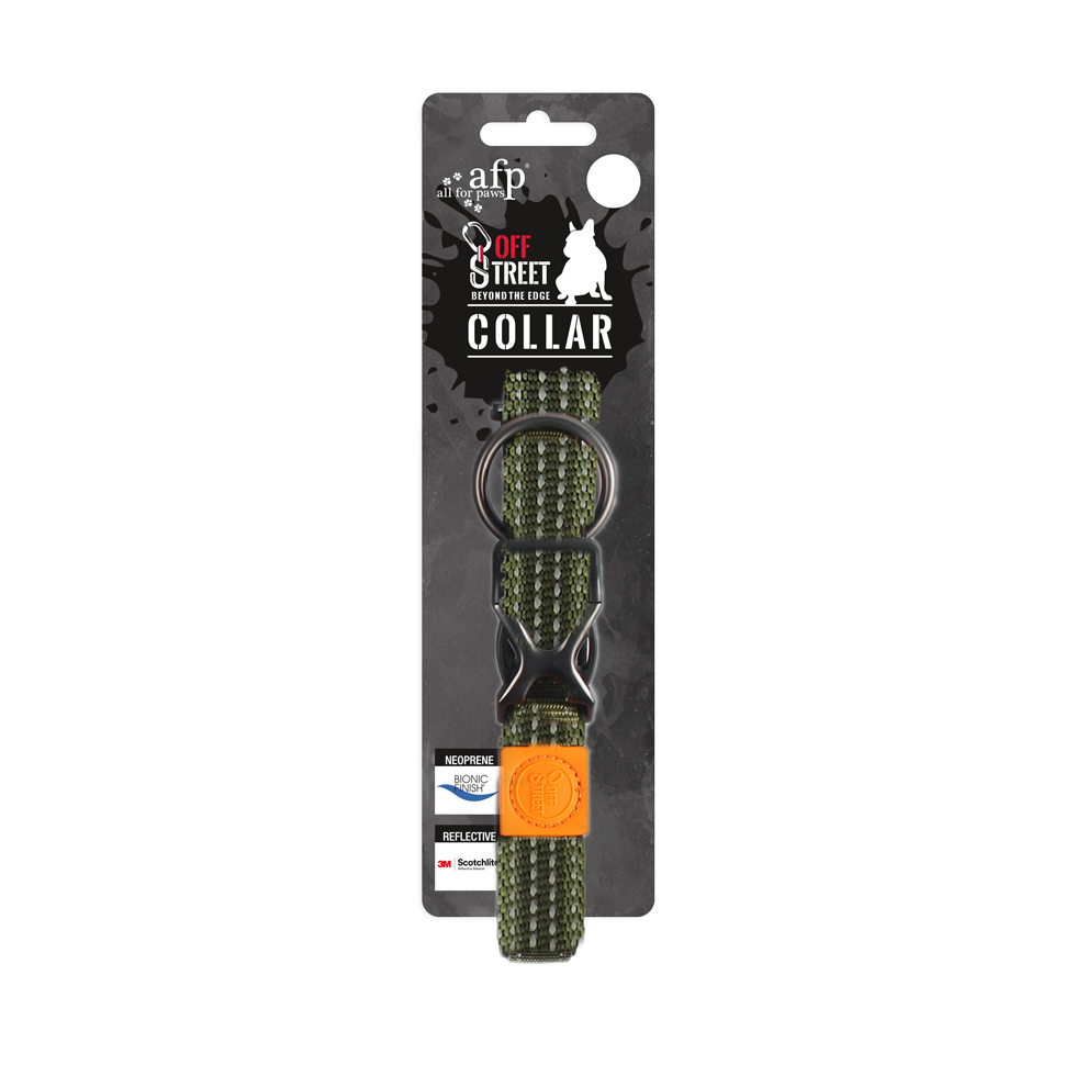 AFP Off Street Hundehalsband, Neopren, Olivgrün, Größe M, 35–55 cm x 2 cm