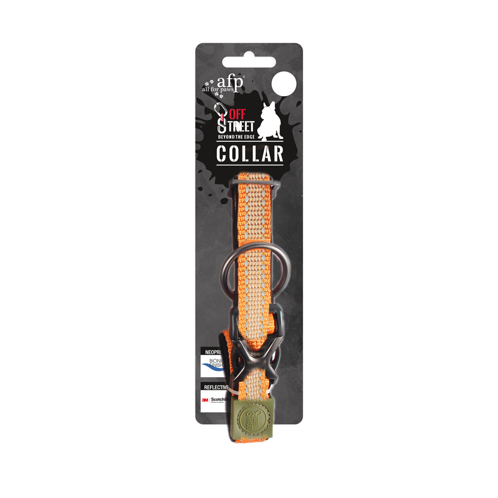 AFP Hundehalsband Off Street, Neopren, reflektierend, olivgrün, Größe M, 35–55 cm x 2 cm