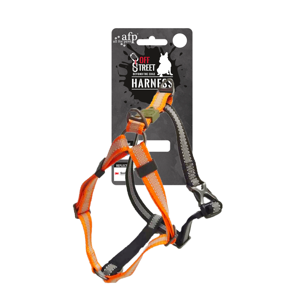 AFP Hundegeschirr, Off Street, Non-Pull, Mandarine, XL, Brustumfang 70–100 cm, Gurtbreite 2,5 cm