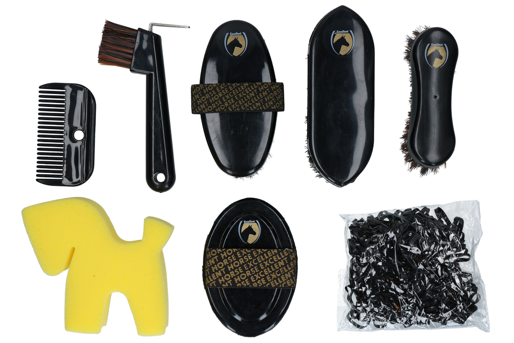 Excellent Horse Pferde-Pflegeset Junior, 8-teilig, mit 200 Elastikbändern