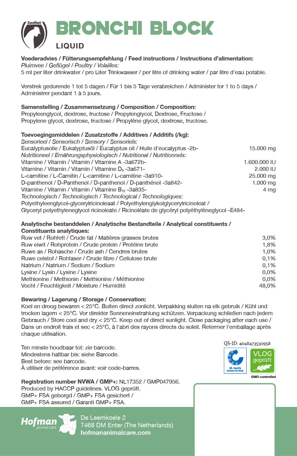 Bronchi Block Flüssigkeit für Geflügel, Eukalyptus, 500 ml