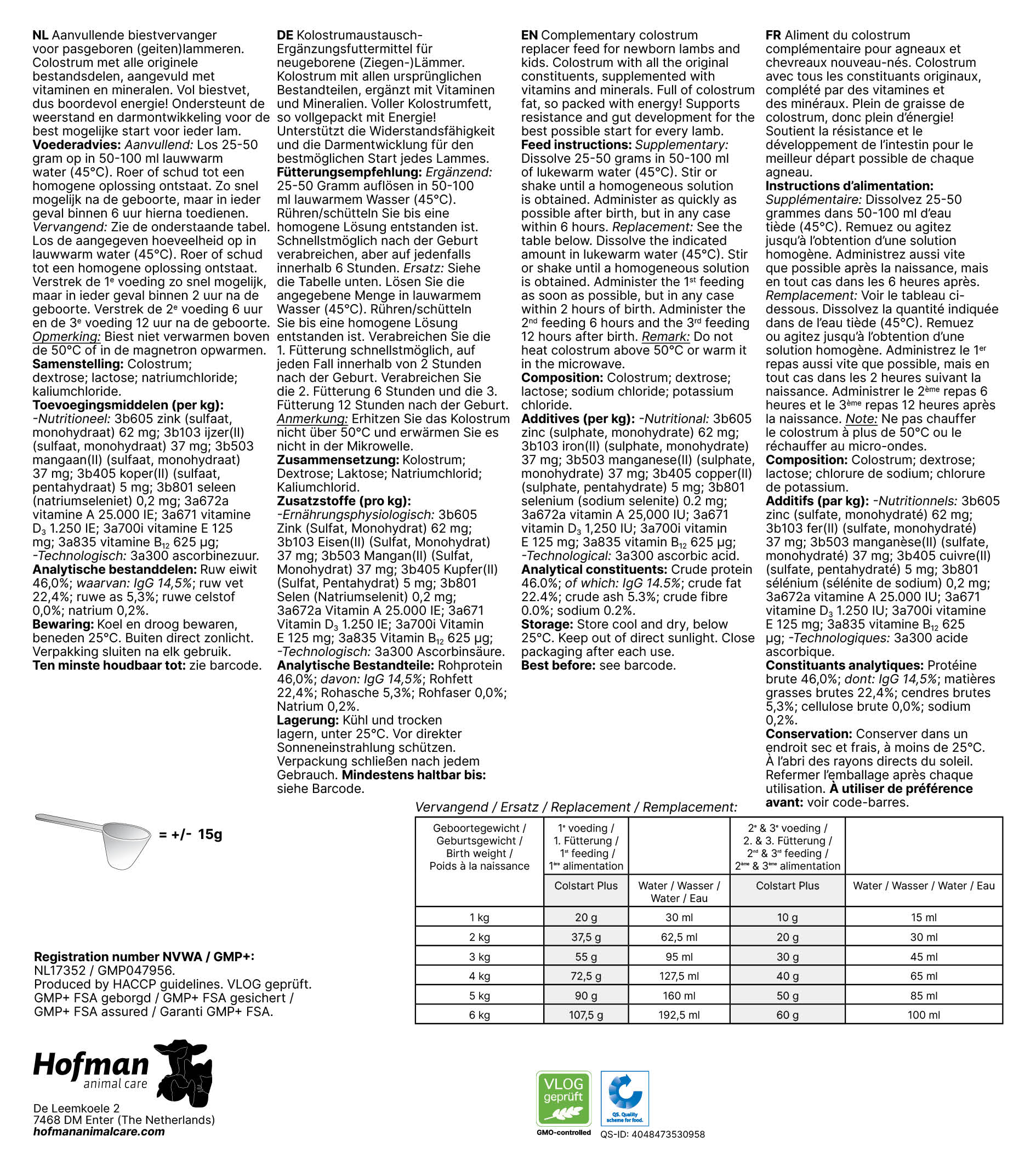 Kolostrummilchpulver Colstart Plus für Lämmer, 2 kg