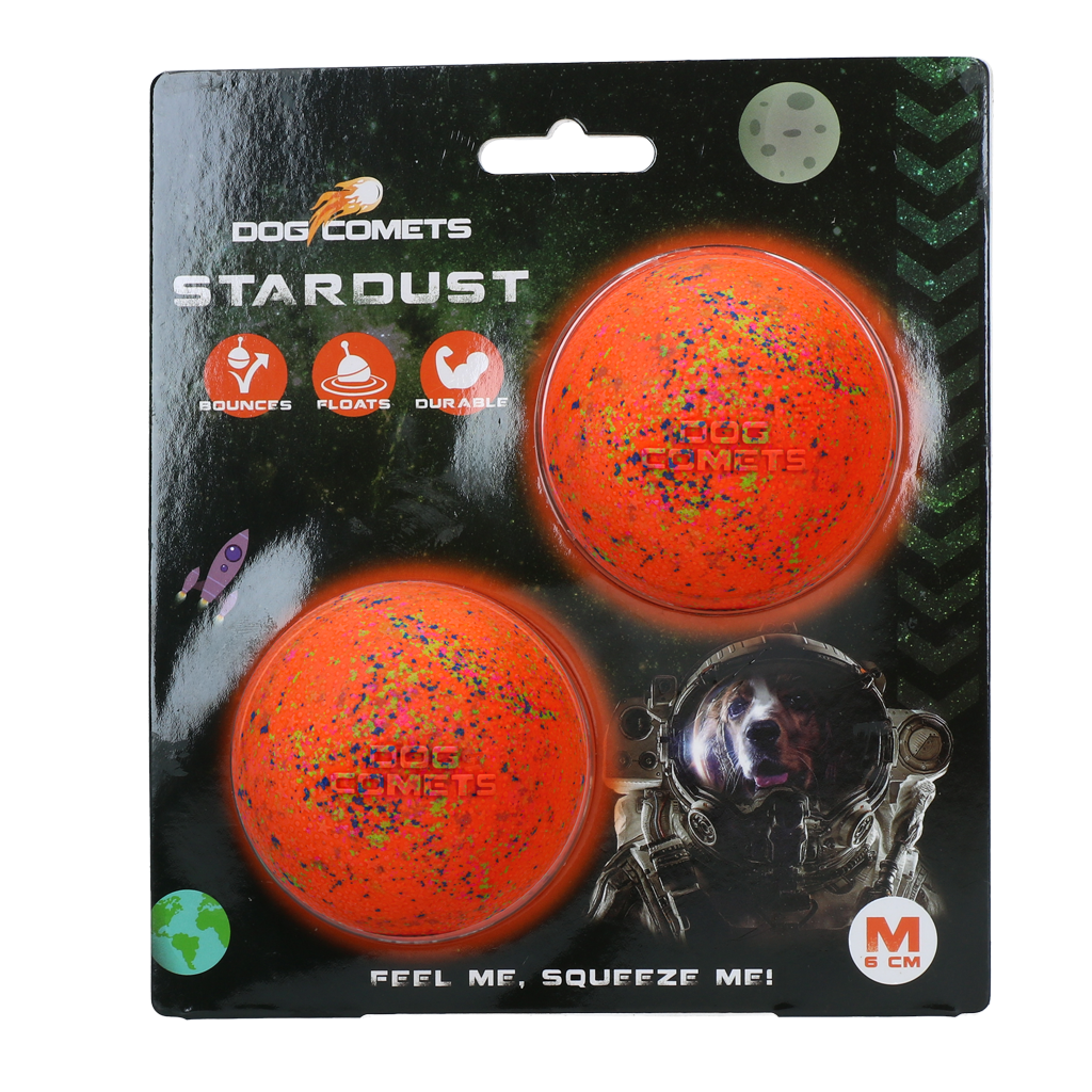 Dog Comets Hundeball, Naturkautschuk, orange, Größe M, Ø 6 cm, 2 Stk