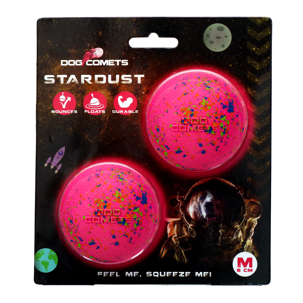 Dog Comets Hundeball, Stardust, rosa, Größe M, Ø 6 cm, 2 Stk