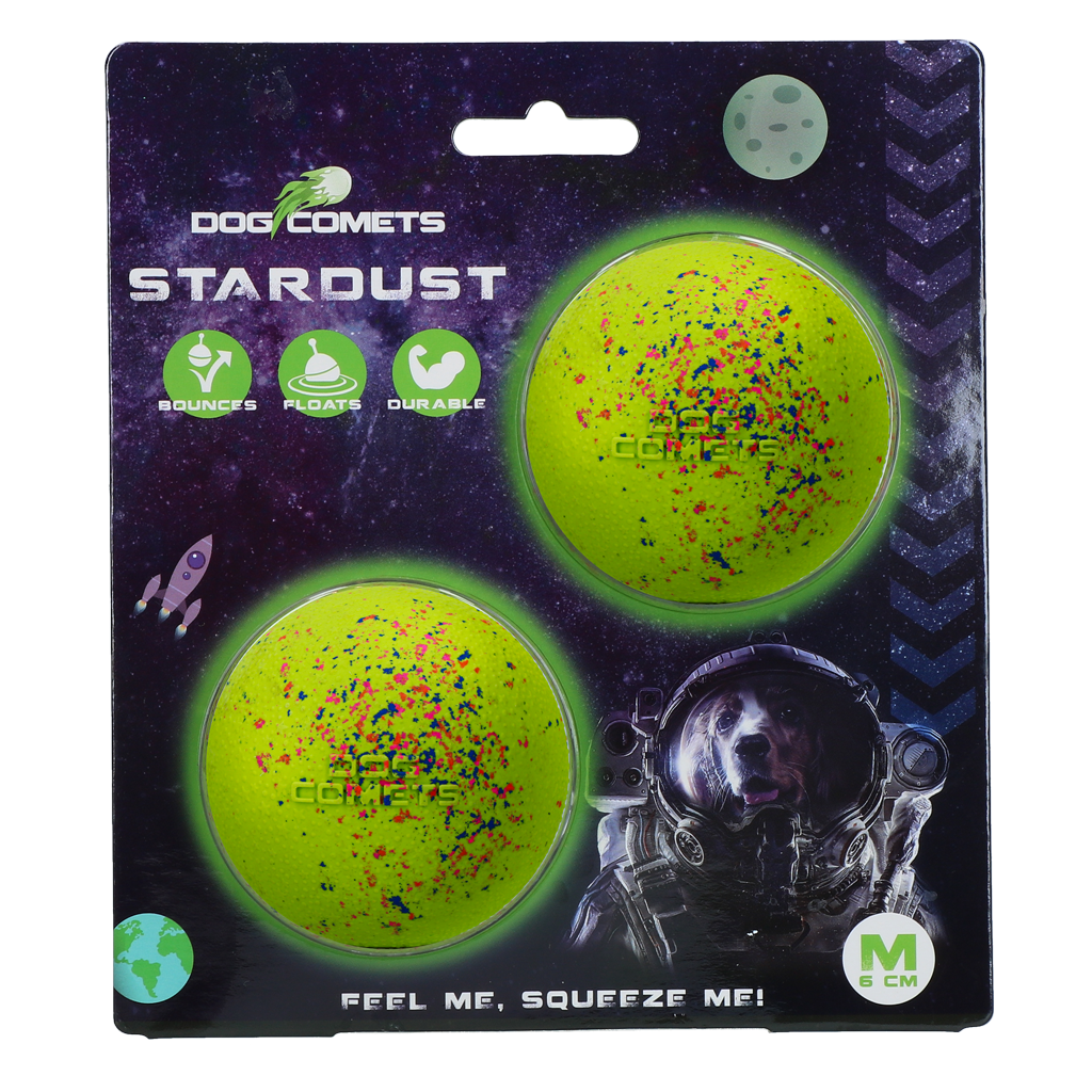 Dog Comets Hundeball Stardust, Naturkautschuk, grün, Ø 6 cm, 2 Stk