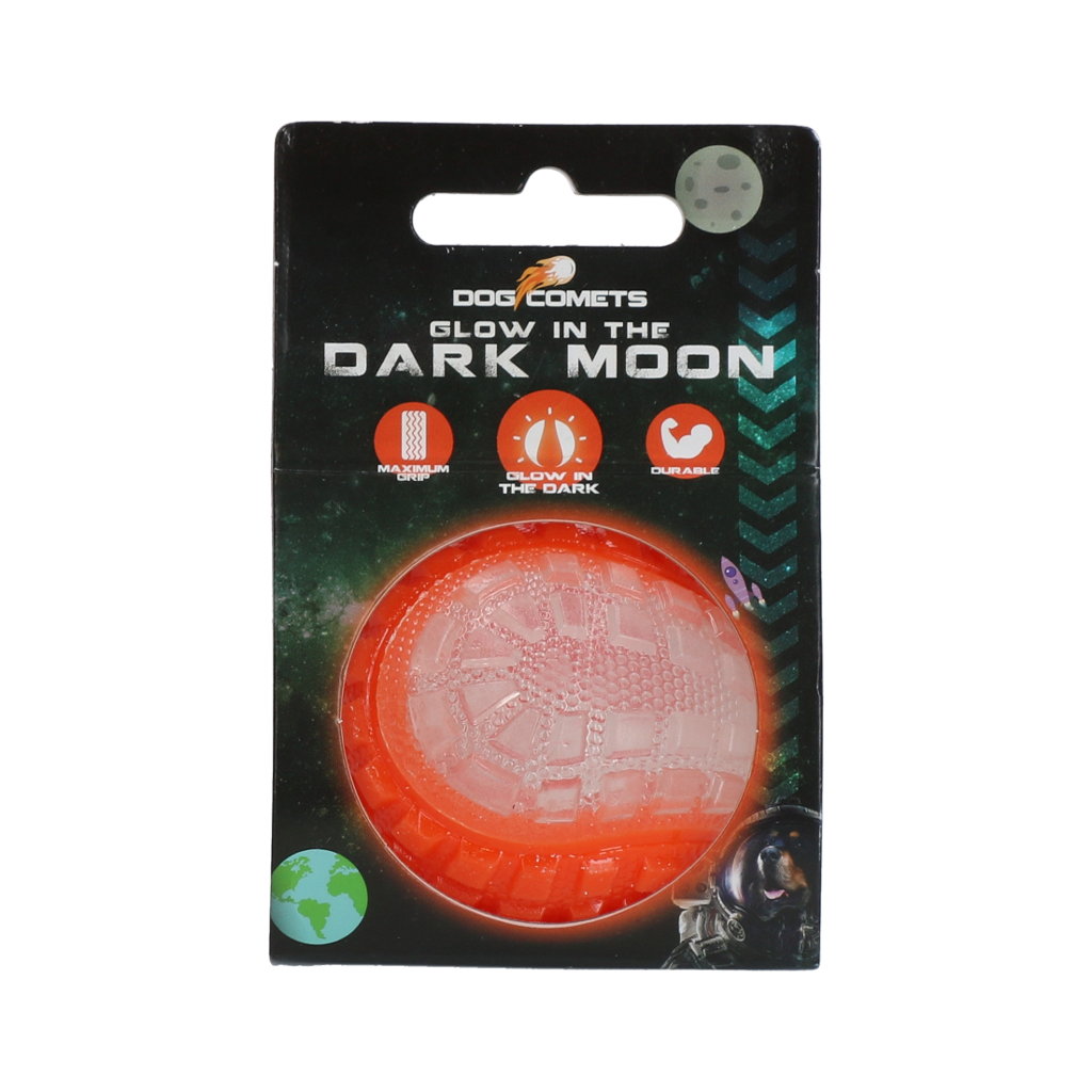 Dog Comets Hundeball, Glow in the Dark, mit Quietscher, schwimmfähig, Ø 5 cm, orange