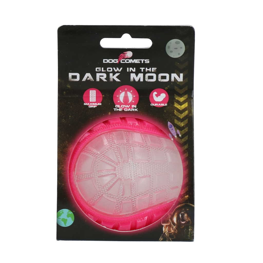 Dog Comets Hundeball, Glow in the Dark, mit Quietscher, schwimmend, Ø 7,5 cm, rosa