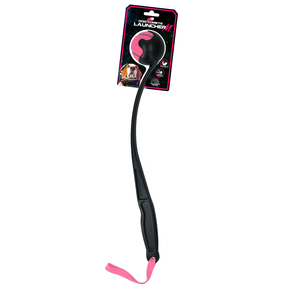 Dog Comets Ballwerfer, Rosa, 48 cm, für Tennisbälle Größe M, inkl. Tennisball