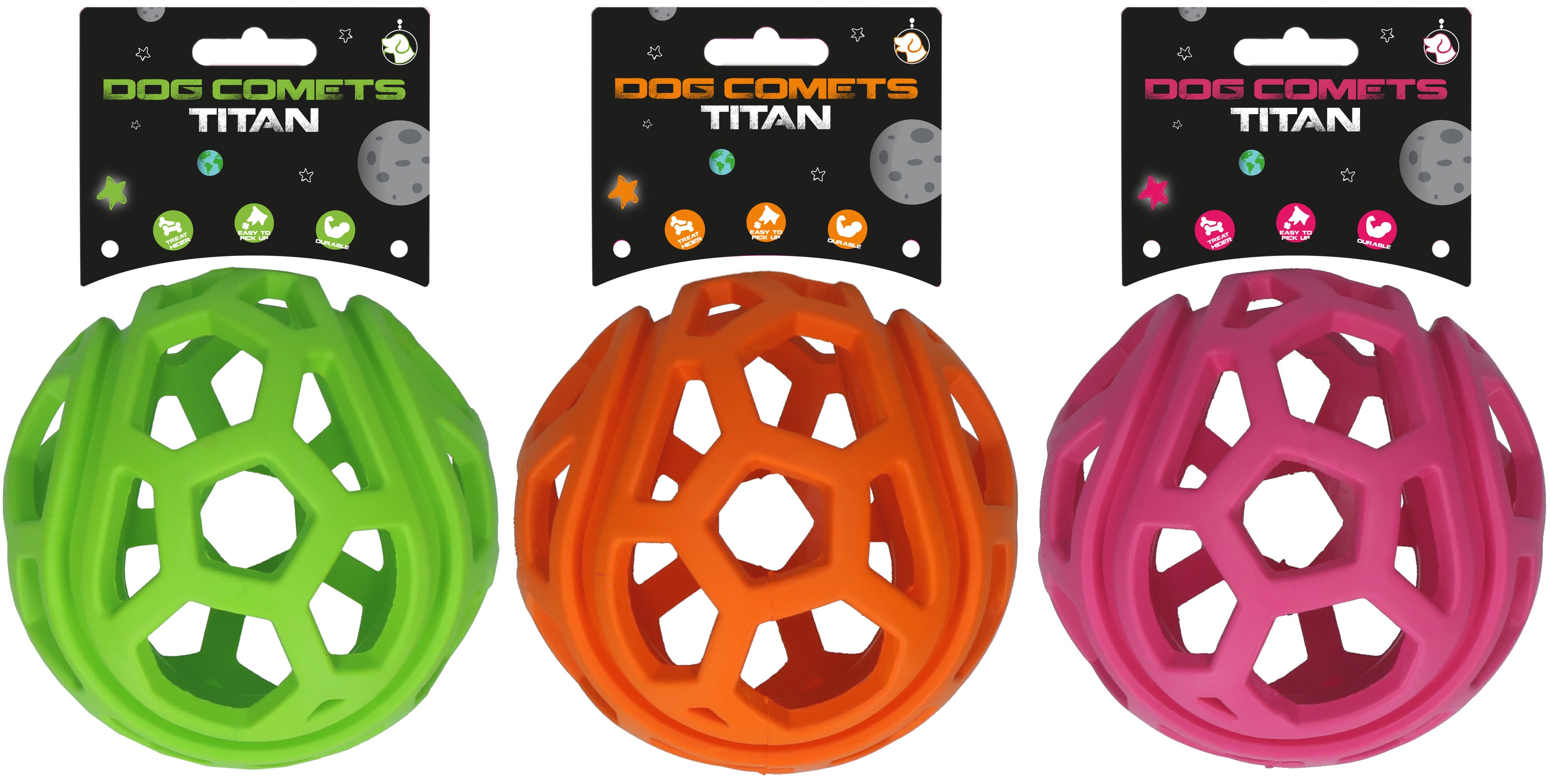 Dog Comets Hundespielzeug Titan, Naturgummi, Ø 11,5 cm, rosa